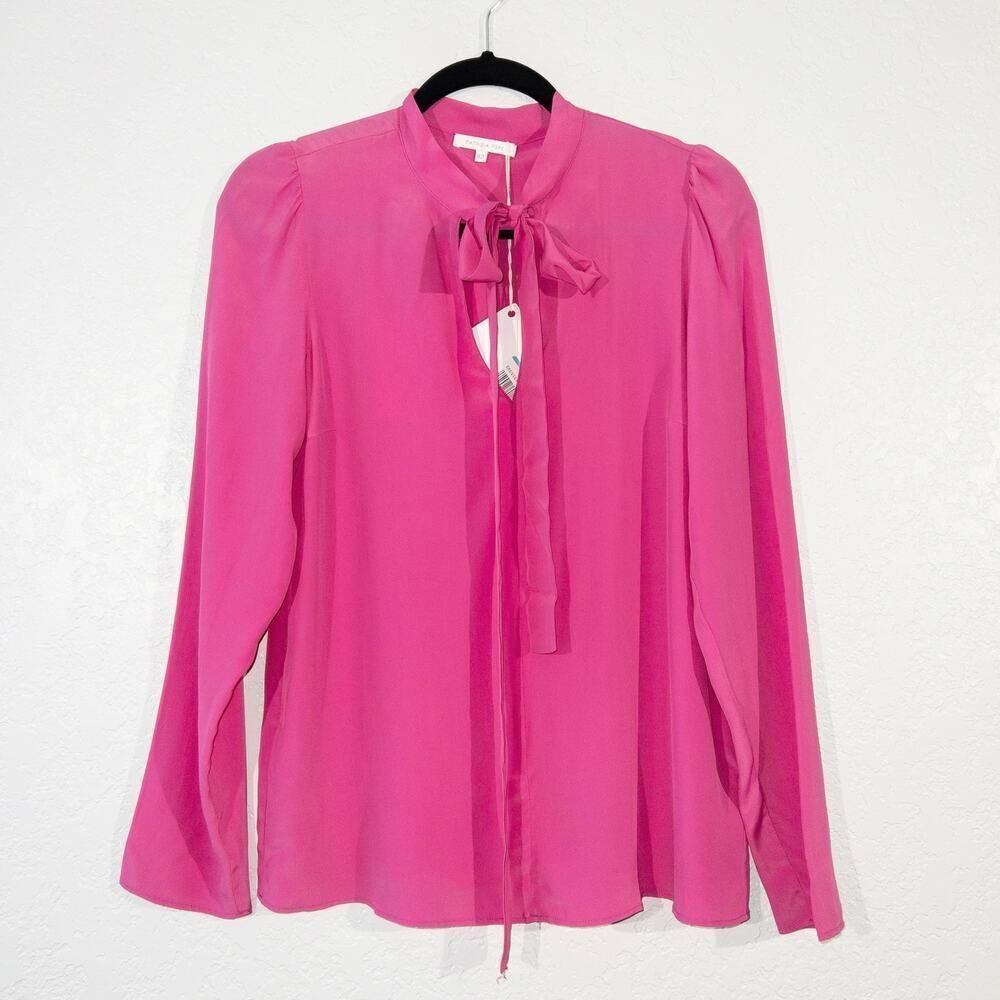 NWT Patrizia Pepe Fuchsia Pink Sheer Tie Front Top Size 42 / 6